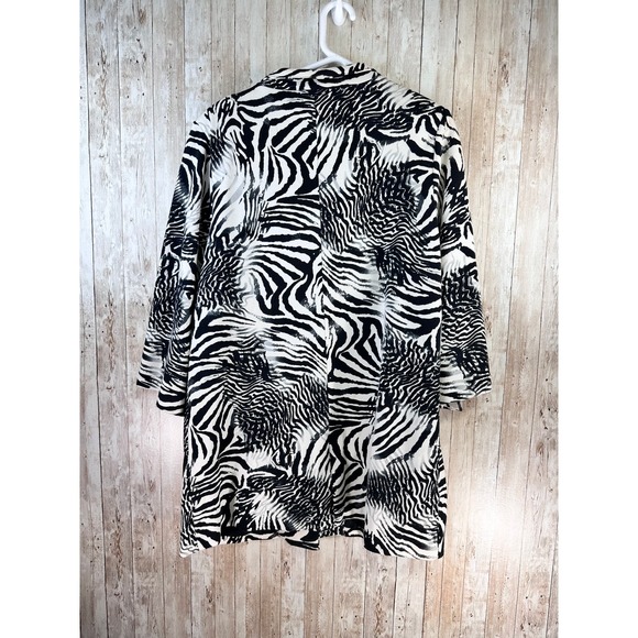 YDNY Womes Jacket 12 Black White Knit Zebra Print Chunky Button Mid Length‎ Coat - Picture 2 of 6